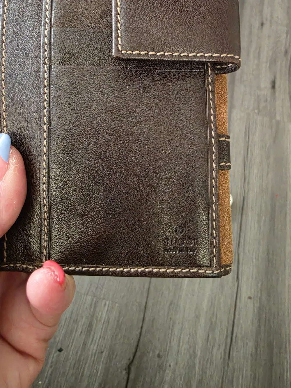 Gucci Suede Brown Wallet Clutch - Brown